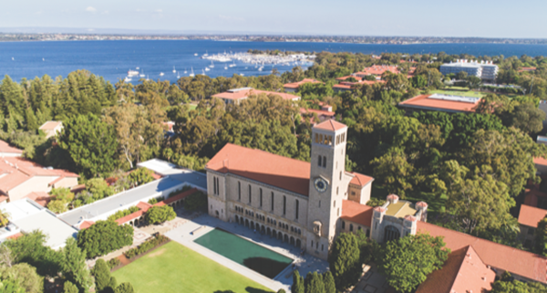 aerial shot of Winthrop Hall
